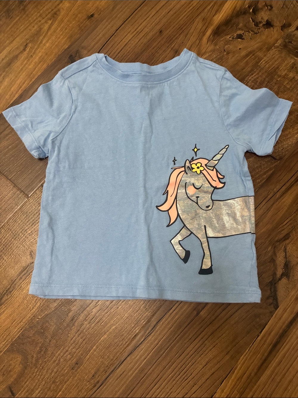 Old Navy Light Blue Unicorn Graphic Tee with Pink Mane